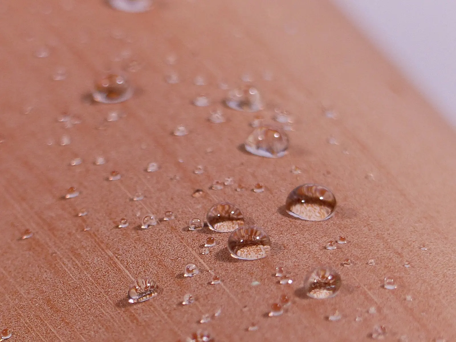 Water beading on treated timber