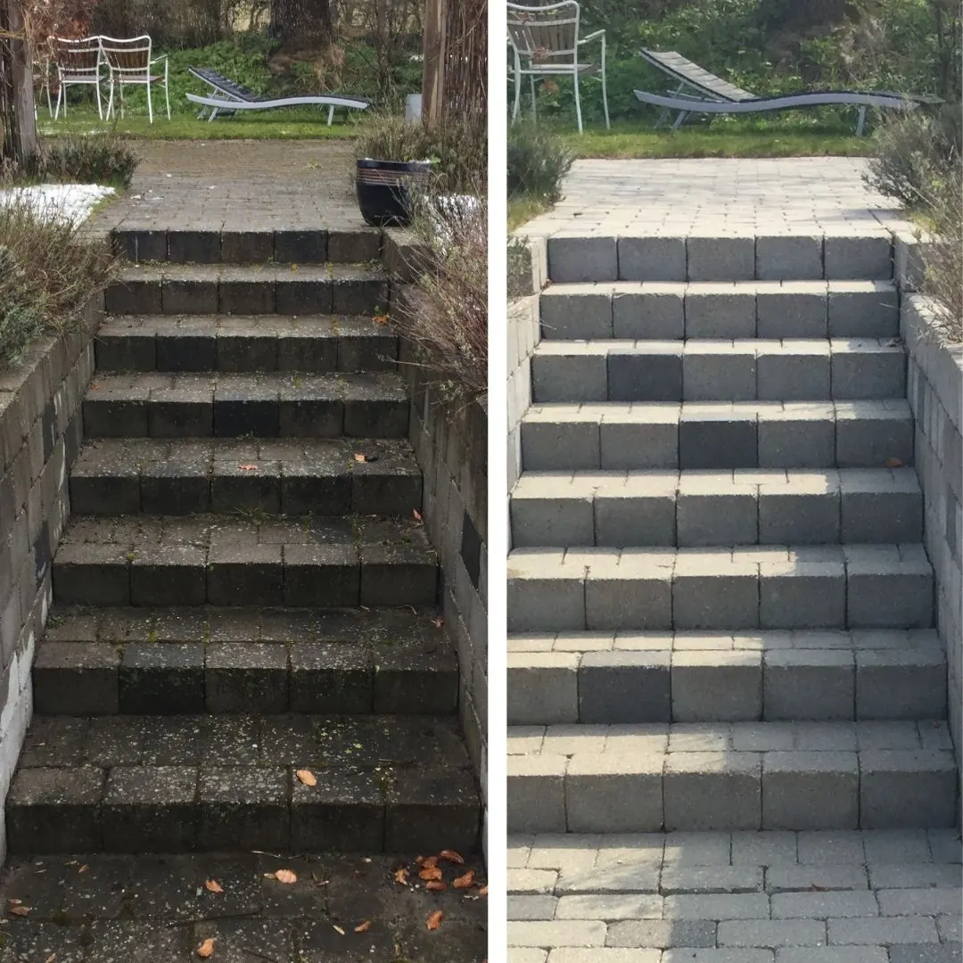 Concrete steps before and after sealing